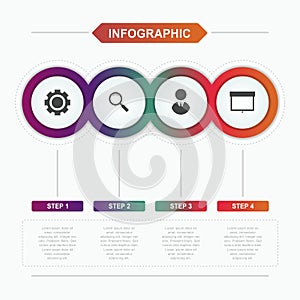 Infographic business template, vector circles step design with icon for annual report, workflow and presentation.