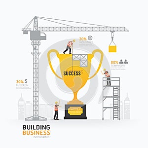 Infographic business trophies shape template design.building to