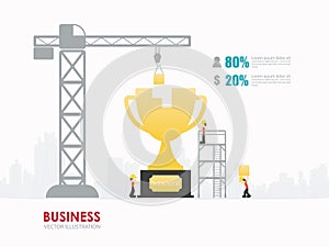 Infographic business trophies shape template design.