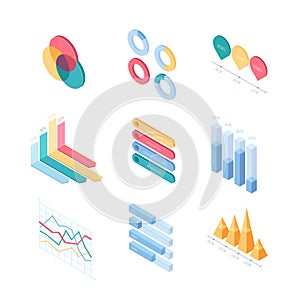 Infographic charts and diagrams - set of modern vector isometric elements