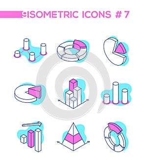 Infographic charts and diagrams - set of vector isometric elements
