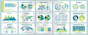 Infographic charts for presentation. Business presentations template, marketing chart graphs and finance report vector