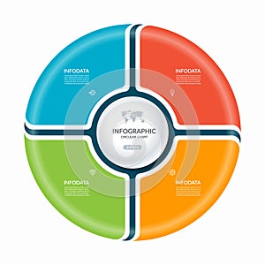 Infographic circle with 4 steps, parts. Vector process chart, cycle diagram.