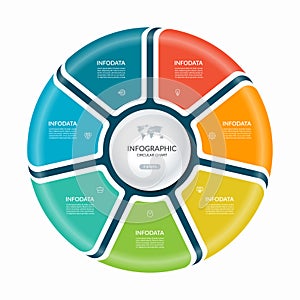 Infographic circle with 7 steps, parts. Vector process chart, cycle diagram.