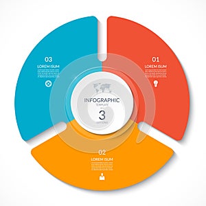 Infographic circle chart. Vector cycle diagram with 3 options.