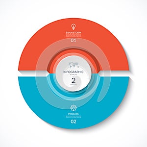 Infographic circle. Cycle diagram with 2 stages