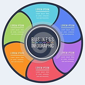 Infographic circle design 6 Steps, objects, elements or options business infographic colorful template for business information