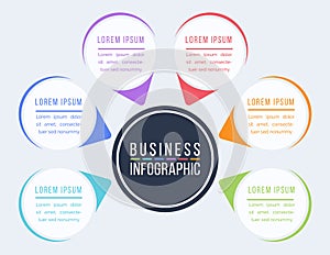 Infographic circle design 6 Steps, objects, elements or options information business infographic template