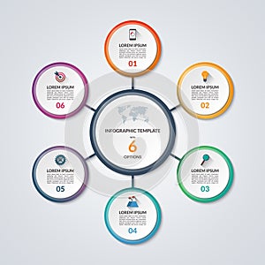 Infographic circle diagram template with 6 options