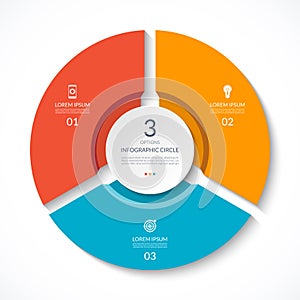 Infographic circle. Process chart. Vector diagram with 3 options.