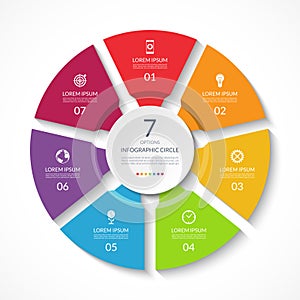 Infographic circle. Process chart. Vector diagram with 7 options.