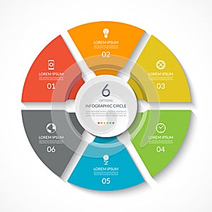 Infographic circle. Process chart. Vector diagram with 6 options. photo