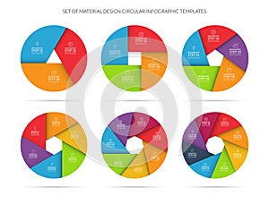Infographic circle template set in material style