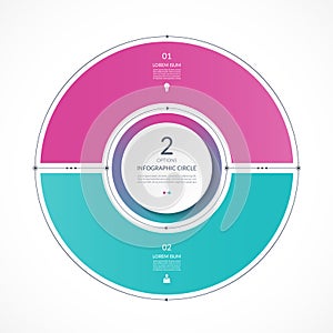 Infographic circle in thin line flat style. Business presentation template with 2 options