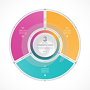 Infographic circle in thin line flat style. Business presentation template with 3 options