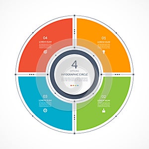 Infographic circle in thin line flat style. Business presentation template with 4 options