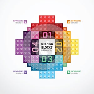 Infographic color building blocks banner Template. concept vecto