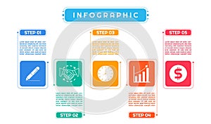 Infographic colorful art modern desgin for business process work step by step