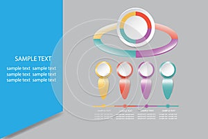 Infographic of colorful ellipse divided into 4 parts