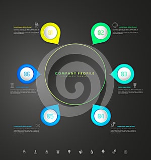 Infographic colorful milestones time line vector template.