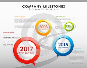 Infographic company milestones timeline vector template. photo