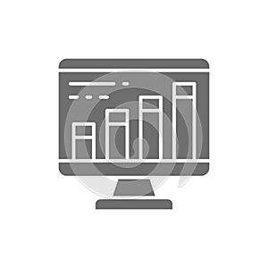 Infographic in computer browser, search engine optimization grey icon.