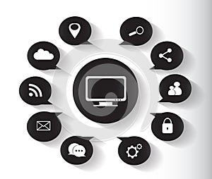 Infographic computer screen elements