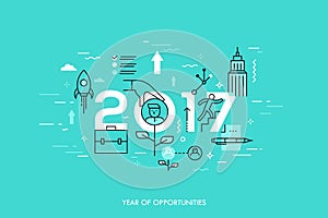 Infographic concept, 2017 - year of opportunities. New trends and prospects in career building, job searching