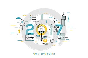 Infographic concept, 2017 - year of opportunities. New trends and prospects in career building, job searching