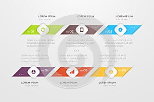 Infographic concept design with 6 options, steps or processes.