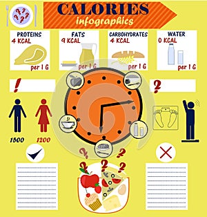 Infographic counting calories, calorie, diet