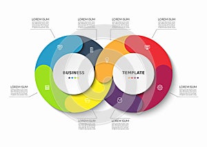 Infographic cycle diagram. Process chart for business infographics with 8 steps, parts, options.