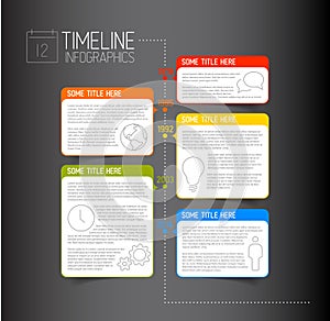 Infographic dark timeline report template with descriptive bubbles