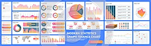 Infographic dashboard. Finance data analytic charts, trade statistic graph and modern business chart column. Analytics