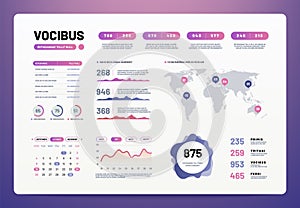 Infographic dashboard template. Ui ux design with charts, graphs and diagrams. Admin dashboard business vector mockup