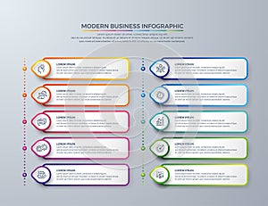 Infographic design with 10 process choices or steps. Design elements for your business such as reports, leaflets, brochures,