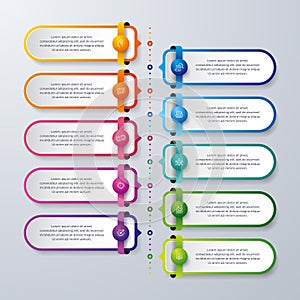 Infographic design with 10 process or steps. Infographic for diagram, report, workflow and more. Infographic with modern and