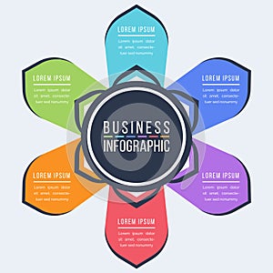 Infographic design 6 steps, objects, options or elements business information colorful infographic template