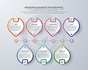 Infographic design with 7 process or steps. Infographic for diagram, report, workflow and more. Infographic with modern and