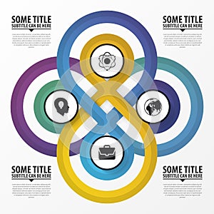 Infographic design concept. Four connected circles. Vector