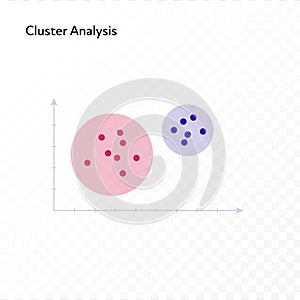 Infographic design element collection. Vector flat color illustration. Cluster analysis on graph isolated on white to transparent