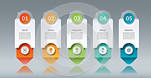 Infographic design elements. Template of 5 arrows.