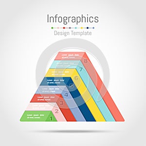 Infographic design elements with triangle shape for your business data with 8 options, parts, steps, timelines or processes.