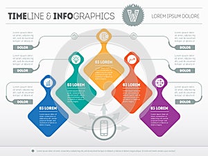 Infographic with design elements. Vector presentation of business processes. Business plan with 5 steps. Abstract Web Template