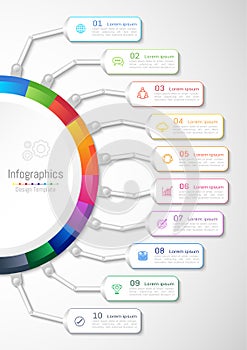 Infographic design elements for your business with 10 options.