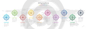 Infographic design elements for your business with 10 options, parts, steps or processes.