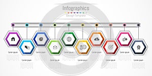Infographic design elements for your business with 10 options, parts, steps or processes.