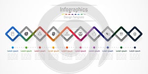 Infographic design elements for your business with 10 options, parts, steps or processes.