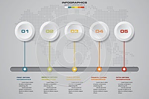 Infographic design elements for your business with 5 options. 5 steps timeline presentation.