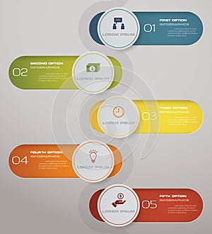 Infographic design elements for your business with 5 options. 5 steps timeline presentation.